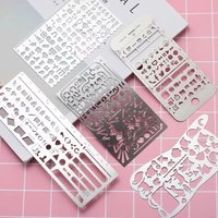Stainless steel graffiti ruler metal multifunctional hollow ruler cartoon icon drawing template