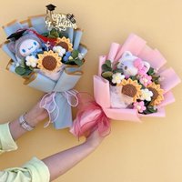 Artificial Flowers Handmade Knitted Crochet Flowers Bouquet Sanrio Bouquets Graduation Christmas Valentine Mothers Gifts