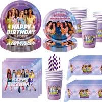 Girl Group Birthday Party Decoration Tableware Banner Cup Plate Cake Topper Foil Balloon Girl Kid Baby Shower Party Supplie Set