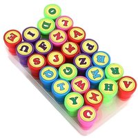 Cartoon 26pcs Alphabets Letters Round Stamp Number Self-ink Children Arithmetic Seal DIY Self Inking Scrapbooking Gifts
