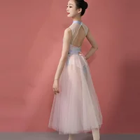 Women Romantic for Dancing Dance Lyrical Tulle Tutu Ballet Ballerina Dancewear Long Contemporary Skirt