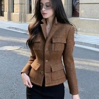 Brown Jacket Women's 2026 Autumn And Winter Advanced Sense Fashionable Light And Slim Top Suit Jacket Female Blazer Fashion