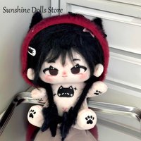 20cm Kawaii Loli Girl Black Little Cat Cotton Doll Body With Skeleton Cartoon No Attributes Dress Up Stuffed Toys Xmas Gift