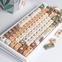 Moa Keycap Keyboard Customized Keyboard Cute Red Panda Coffee House Theme Cartoon 2.25/275U Alice Layout AZERTY Iso Keycap