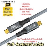 USB4 240w USB C to USB C Cable For Thunderbolt 4 Data Transfer and Charging For MacBook Pro/Air Dell or USB C Monitor