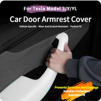 For Tesla Model 3 Highland /Model Y Juniper /Model YL Juniper Original Color Leather + ABS Car Door Handle Protective Cover Boot