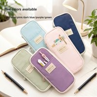 Japanese Korean Style Pencil Case, Large Capacity Macaron Color Telescopic Canvas Pencil Case, Convertible Simple Bag