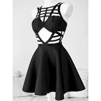2024 New Vintage Gothic Sexy Corset Dress Women Retro Streetwear Hollow Out Criss-cross A-line Dress Alt Grunge Elf Girl Dresses