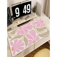 VIKAMA Morandi Pink Flower Large Desk Mat Ins Style Minimalist Mouse Pad Non-slip Lock Edge Student Office Keyboard Mat