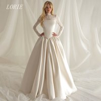 LORIE Elegant A Line Civil Wedding Dress High Neck Bridal Dresses Lace Engagement Wedding Gown Customized 2026