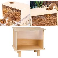 Hamster Digging Box Wooden Sand Bath Hideout Hamster Accessories for Gerbils Mice Enrichment and Play