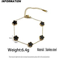 New five-leaf clover white shell pendant, high-quality waterproof metal 18K women's bracelet, wedding party jewelry