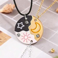 3/4Pcs Trendy Sun Moon Star Cloud Charm Necklace for Best Friend Friendship Necklace Clavicle Chain Jewelry Graduation Gifts