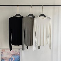 Korean Style round Neck Long Sleeve Lightweight T-Shirt Women's Slim Fit Base Shirt Spring Autumn New Style Comfortable Breat...