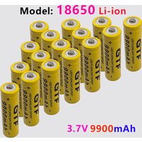 GTF-Rechargeable Lithium-Ion Battery, High Capacity, 3.7V, 9900mAh, for Flashlights, Electronics, DIY Power Packs, 18650, New