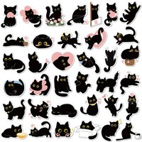 36PCS Cute Black Cat Refrigerator Magnets Stickers Gifts for Locker Mailbox Door Whiteboard Home Kitchen Office