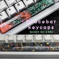 Handmade Scenery Koi Spacebar Keycaps 6.25U Custom Artisan Resin Keycaps For Mechanical Backlit Keyboards MX Switch Key Cap