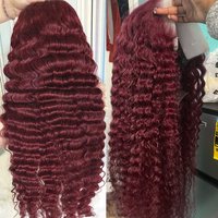 100% Human Hair Deep Wave 99J Burgundy Wigs 200 Density 13x6 HD Lace Frontal Wig 13x4 Brazilian Curly Lace Frontal Wig For Women