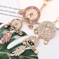 Shining Crystal Pearl Feather Dream Catcher Car Ornament Elegant Hollow Metal W/ Sparkling Crystals Perfect Gift for Women