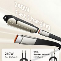 240W Super Fast Charging Cable with Detachable Gaming Stand Type-C to Type-C Data Cord for Phone & Tablet Portable PC Accessory