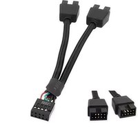 12cm 9-Pin USB 2.0 Y Splitter Cable - Female to Dual Male Motherboard Extension for PC Front Panel Audio & HD