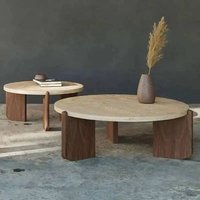 Luxury Travertine Stone Pedestal Coffee Table