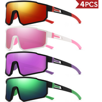 AliExpress VEGUEROS 4PCS Fashion Vibrant Oversized Wraparound Sports Sunglasses UV400 - One-Piece Lens, Unisex for Running, Cycling & Daily Wear