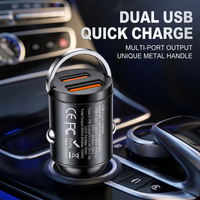 100W Total Power Fast Charging Car Adapter Mini Flush Fit Dual USB A QC Port Pull Ring Safe Auto Phone Charger For iPhone 17 16