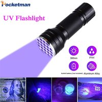 9/21LED 395nm Black Light Flashlight Powerful UV Flashlight Waterproof Aluminum Alloy UV Light Torch Detector for Pet Stain Bugs
