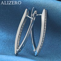 ALIZERO 925 Sterling Silver Earrings Inlay Zirconia V Hoop Earrings For Women Jewelry For Fashion Party and Daily Wear
