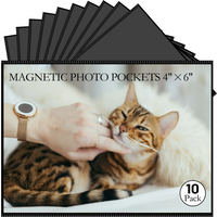 5/10Sheets 4x6" Magnetic Picture Frame Black Magnetic Frame Reusable Magnetic Photo Frames for Refrigerator