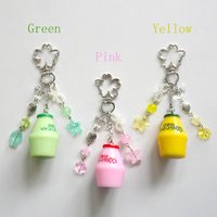 Korean Milk beaded Keychain Beaded Phone Charm, Y2K Jewelry 1pcs