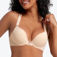 New Women Front Close Bra Lighten Padded Widen Straps Adjusted Mesh Hollow Out Raceback Sexy Deep Push Up Bras B C D E F Cups