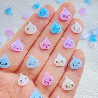 50pcs Resin Cute Cartoon colored water droplets Flat back Rhinestone DIY Wedding Scrapbook Christmas Decor Crafts