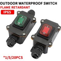 Waterproof Marine Rocker Switch With LED Outdoor Junction Box Inline Power Cord Power Switch IP65, 12V/24V/220V