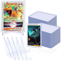 1-10pcs Hard Plastic Cards Sleeves And Stand Display Set For Yugioh Pokemon Baseball Football Game Card Trading Protectors