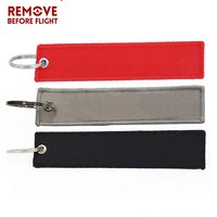 REMOVE BEFORE Flight Keychain For Aviation Gift Double Side Blank Black Red Grey Embroidery Keychain Luggage Tag Plain Key Chain