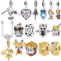 Cute Squirrel Acorn Owl Butterfly Crystal Original Charms Silver Plated Beads Fit Bracelets Bag Keychain Charms Diy Women Gift