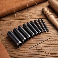 A49 DIY Leatherworking round Chisel Set Belt Buckle Hole Punching Tool Kit Handcraft Tool Set for Leather Goods
