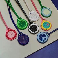 CILOA Octagonal Pocket Watch Pendant Detachable Dial Leather Lanyard Hanging Watch, Multicolor Dial Bag Charm Accessory