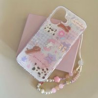 Ins cute dog puppy imd phone case bracelet back cover for iphone 15 16 promax 13 14 pro max stars capa fundas