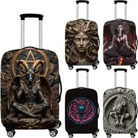 Cool Satanic Goat Head Design Luggage Cover for Travel 666 Demon Elastic Trolley Case Covers Lilith Baphomet Suitcase Cover