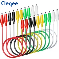 Cleqee P1025 10pcs Dual Alligator Clips Electrical Test Leads DIY Double-ended Crocodile Clamp Roach Soft PVC 50cm Jumper Wire