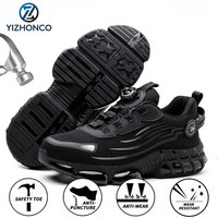 YIZHONCO Summer BOA ankle Work Safety Shoe for Men Mesh Upper Steel Toe Flexible Sole Breathable ankle Work Safety Shoes for Men