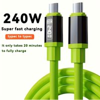 PD240W Ultra-Fast Charging Data Cable with High-Definition Smart LED Digital Display Silicone Charging Cable