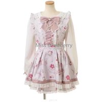Kawaii Lovely Bow Dress Women Design Pretty New Print Slim Lolita Dresses Girl Sweet Long Sleeve Thin Pleated Princess Dress