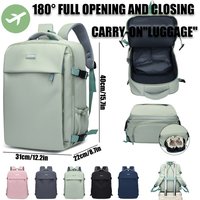 180 ° Fully Open Nylon Travel Backpack, Large Capacity Laptop Bag with Luggage Strap, Suitable for Business and Daily Commuting