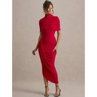 Blifanbo Backless Ruched Half Sleeve Sexy Maxi Dress Women Turtleneck Slim Summer New High Waist Evening Club Party Long Dress