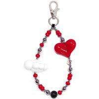 HERLOOK Red Heart Keychain Y2K Key Charm Accessories Cloud Keyring Beads Key Chain Daily Clothing Decor
