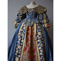 15th Century Tudor Elizabethan Italian Renaissance Blue Borgia Dress Vintage Royal Court Ball Gown Custom Made
